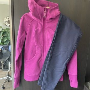 Lululemon scuba full-zip hoodie and matching lulu sweatpants